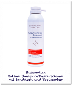 Shampoo-/Dusch-Schaum mit 50% Stutenmilch und Sanddorn, 200ml