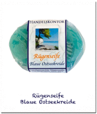 Rügenseife: Blaue Ostseekreide mit Glasstein, 100g